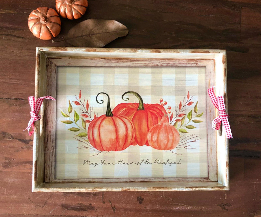 Thanksgiving Serving Tray|Fall Pumpkin Tray|Hand Painted Wooden Tray|Autumn Harvest Pumpkins|Halloween Home Decor|Custom Table Decor Gift