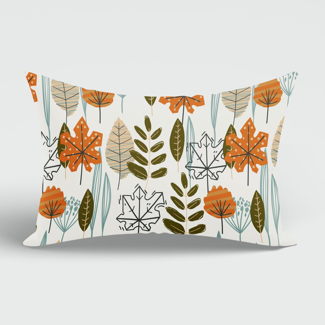 Fall Trend Cushion Case|Autumn Lumbar Pillow Cover|Thanksgiving Pillow Case|Orange Leaf Drawing Fall Pillowcase|Rectangle Lumbar Pillowtop