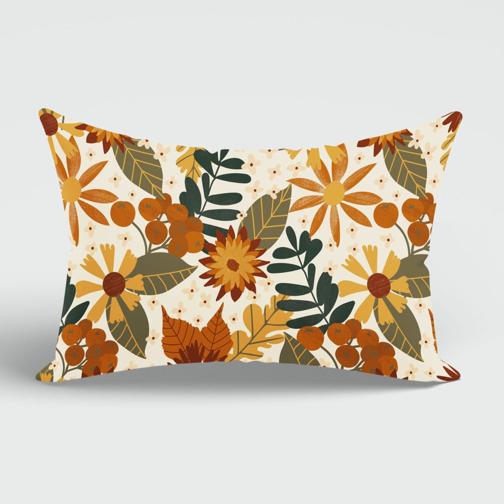 Fall Trend Cushion Case|Autumn Lumbar Pillow Cover|Thanksgiving Pillow Case|Orange Leaf Drawing Fall Pillowcase|Rectangle Lumbar Pillowtop