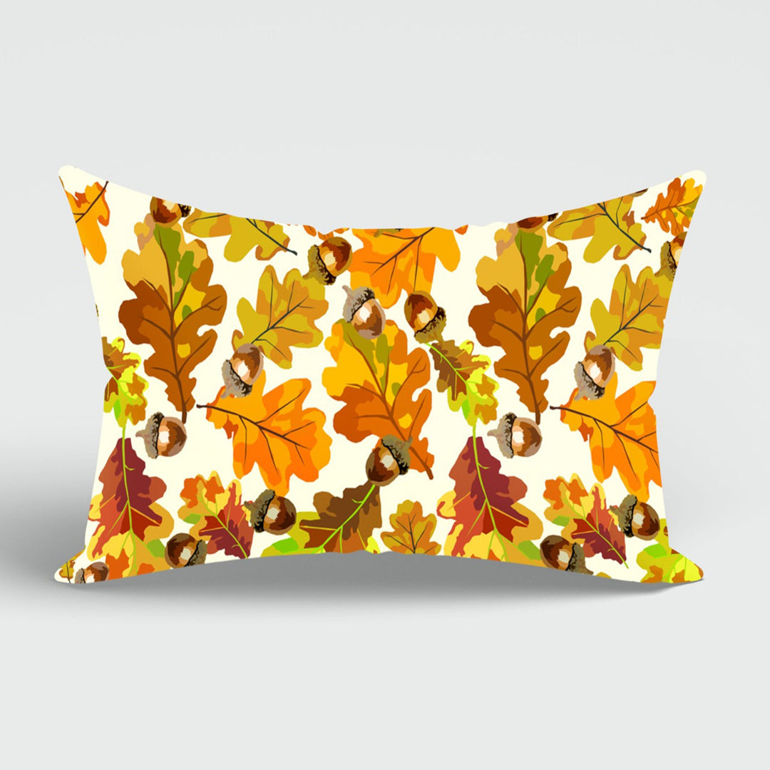 Fall Trend Cushion Case|Autumn Lumbar Pillow Cover|Thanksgiving Pillow Case|Orange Leaf Drawing Fall Pillowcase|Rectangle Lumbar Pillowtop