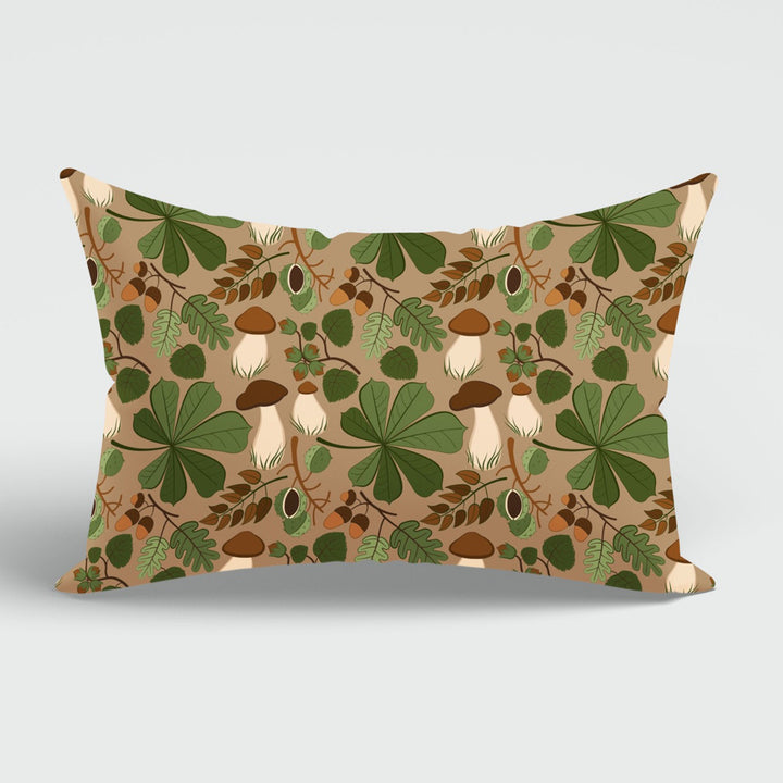 Fall Trend Cushion Case|Autumn Lumbar Pillow Cover|Thanksgiving Pillow Case|Green Orange Leaf Print Pillowcase|Rectangle Lumbar Pillowtop