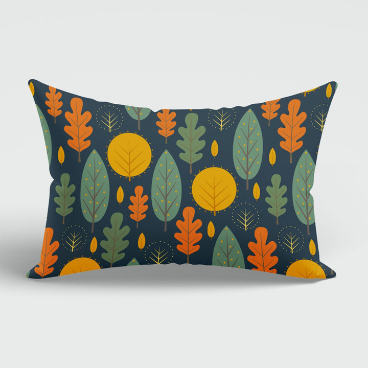 Fall Trend Cushion Case|Autumn Lumbar Pillow Cover|Thanksgiving Pillow Case|Green Orange Leaf Print Pillowcase|Rectangle Lumbar Pillowtop