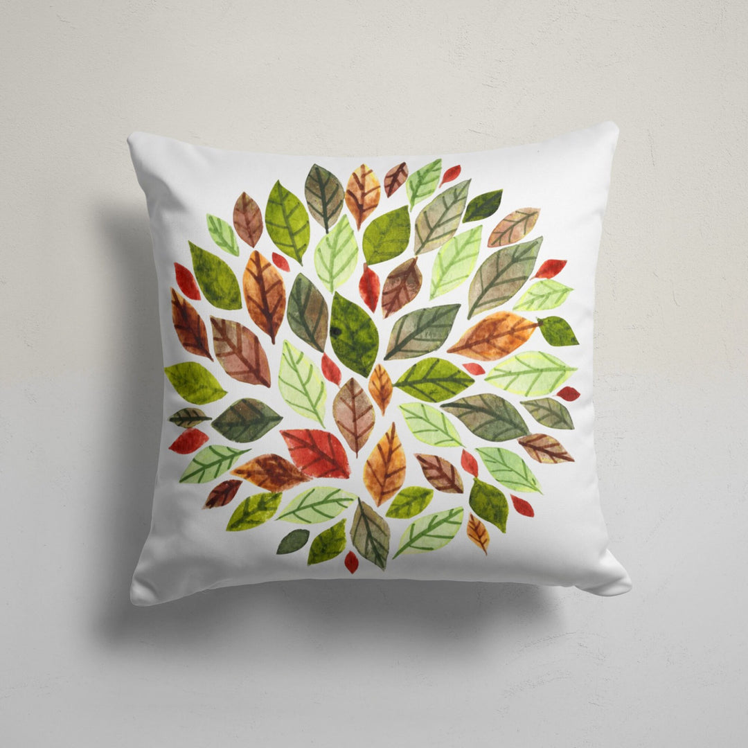 Fall Pillow Cover|Orange Green Leaf Drawing Throw Pillowtop|Fox Cushion Case|Squirrel and Acorn Autumn Home Decor|Farmhouse Cushion Cover