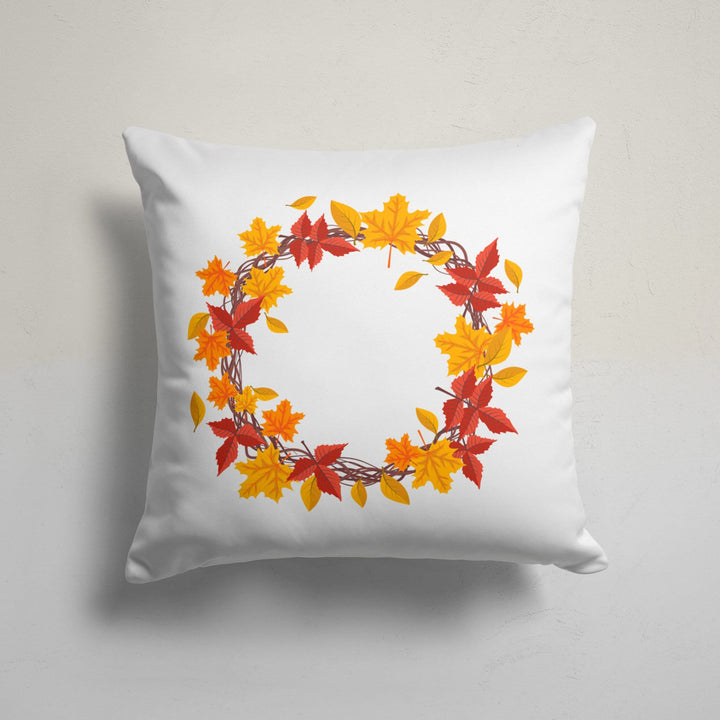 Fall Trend Pillow Cover|Autumn Leaf Drawing Throw Pillowtop|Gnome Print Fall Cushion Case|Housewarming Autumn Cushion Cover with Pine Cone