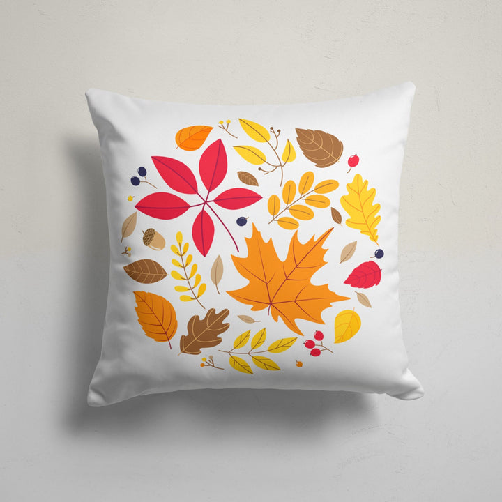 Fall Trend Pillow Cover|Pumpkin and Leaf Print Throw Pillowtop|Autumn Cushion Case|Housewarming Fall Home Decor|Farmhouse Style Cushion Case