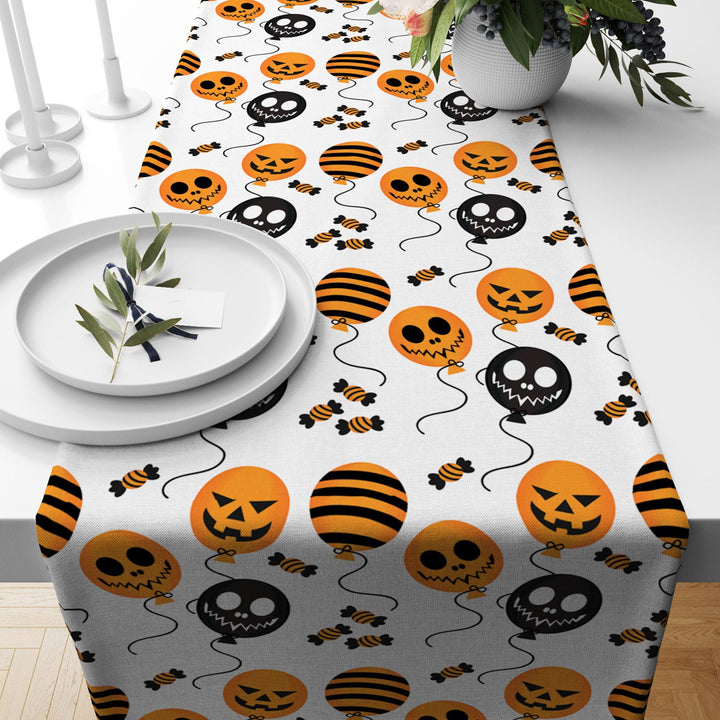 Halloween Table Runner|Carved Pumpkin Halloween Party Tablecloth|Scary Table Decor|Bat, Skull Print Home Decor|Fall Trend Farmhouse Runner