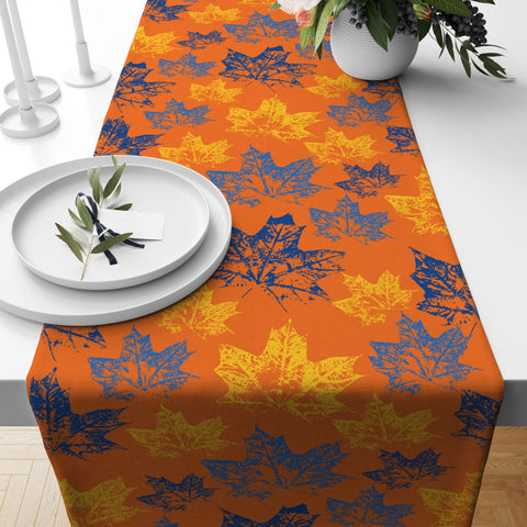 Fall Trend Table Runner|Flower Drawing Tablecloth|Dry Leaf and Autumn Tree Table Decor|Farmhouse Style Tabletop|Housewarming Fall Home Decor