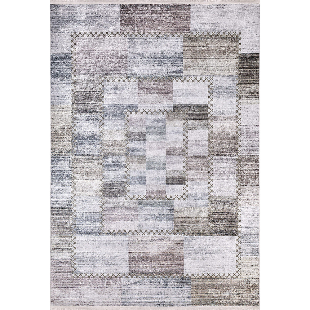 Patchwork Style Rug|Machine-Washable Non-Slip Rug|Abstract Beige Gray Washable Carpet|Decorative Area Rug|Multi-Purpose Anti-Slip Carpet