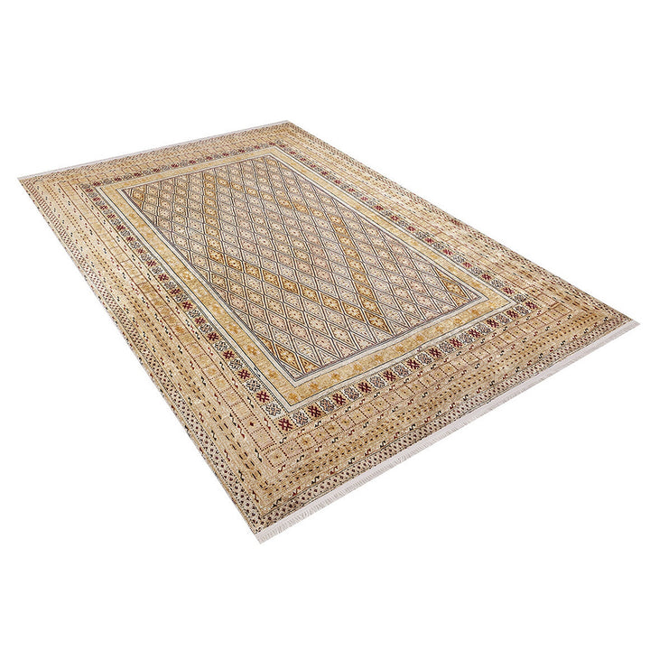 Ethnic Design Rug|Machine-Washable Carpet|Beige Color Turkish Kilim Pattern Non-Slip Rug|Traditional Style Multi-Purpose Anti-Slip Carpet