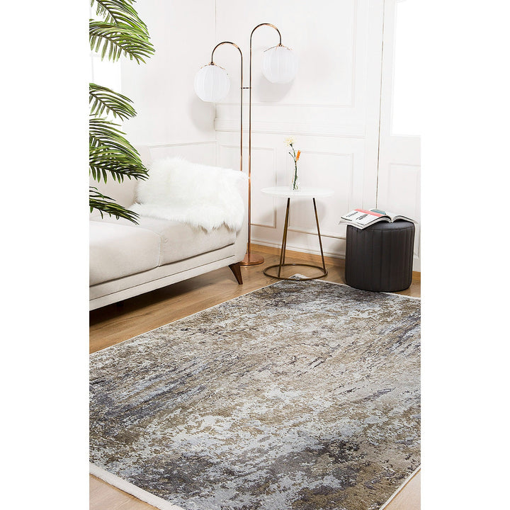 Machine-Washable Rug|Abstract Design Non-Slip Carpet|Gray Beige Transition Washable Carpet|Decorative Area Rug|Multi-Purpose Anti-Slip Rug