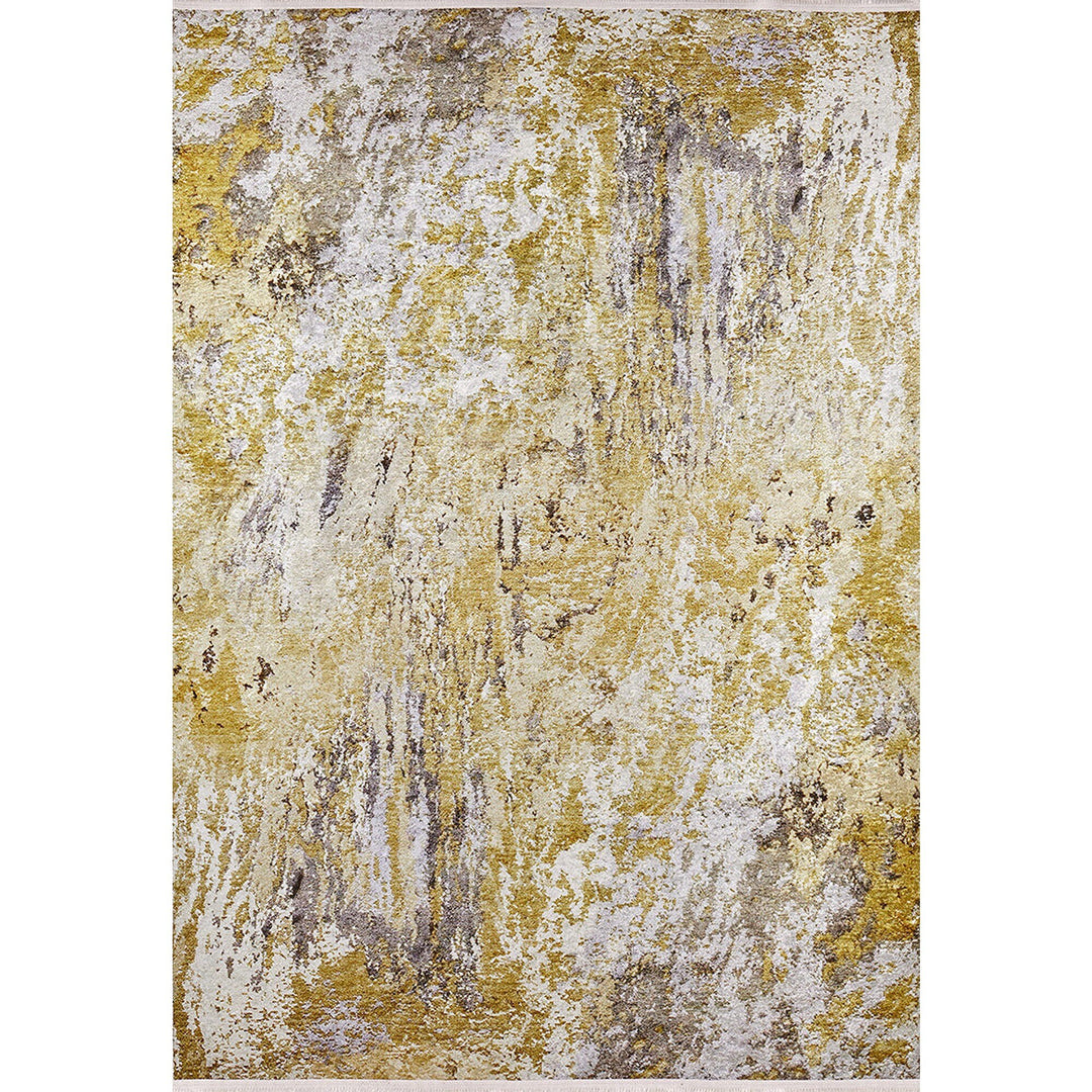 Machine-Washable Rug|Abstract Design Non-Slip Carpet|Yellow Gray Transition Washable Carpet|Decorative Area Rug|Multi-Purpose Anti-Slip Rug