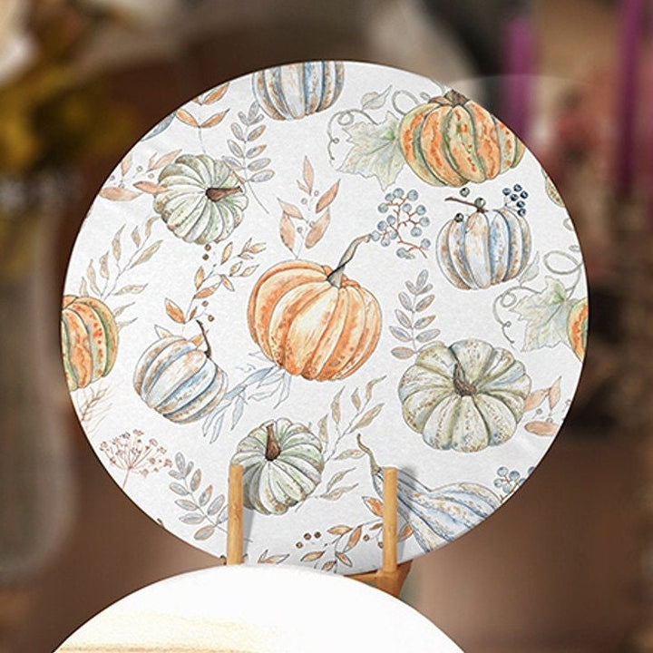 Fall Trend Placemat|Set of 4 Autumn Supla Table Mat|Farmhouse Orange Gray Pumpkin Round Dining Underplate|Housewarming Pumpkin Coaster Set