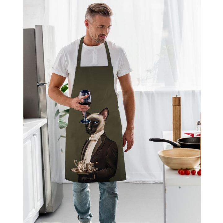 Royal Animal Kitchen Apron|Mr Rabbit Cooking Smock with Adjustable Neck and Waist Strap|Mr Cat Print Kitchen Pinafore Gift For Him or Her