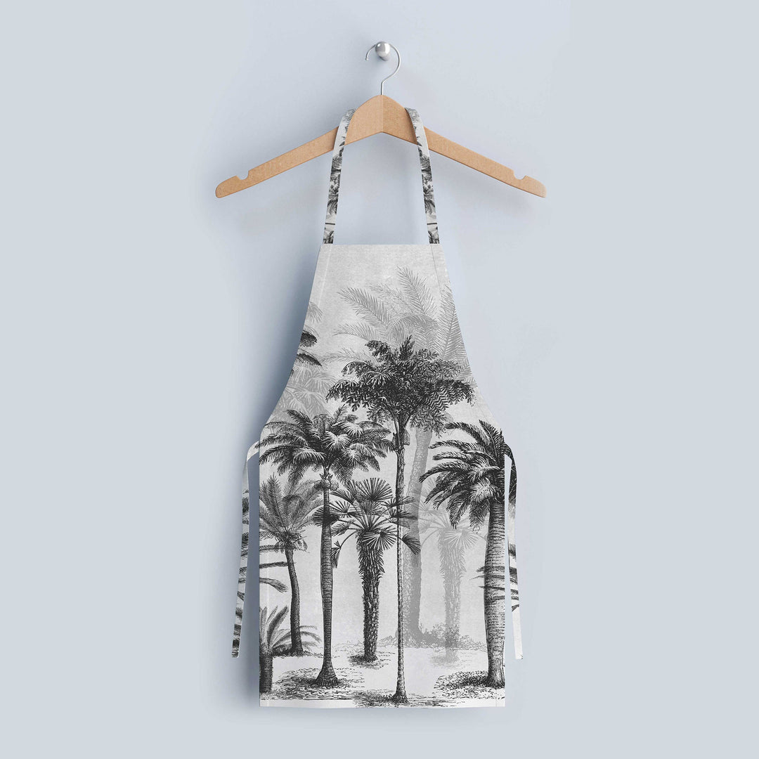 Palm Tree Kitchen Apron|Floral Print Cooking Smock with Adjustable Neck and Waist Strap|Palm Tree Print Kitchen Pinafore Gift For Him or Her