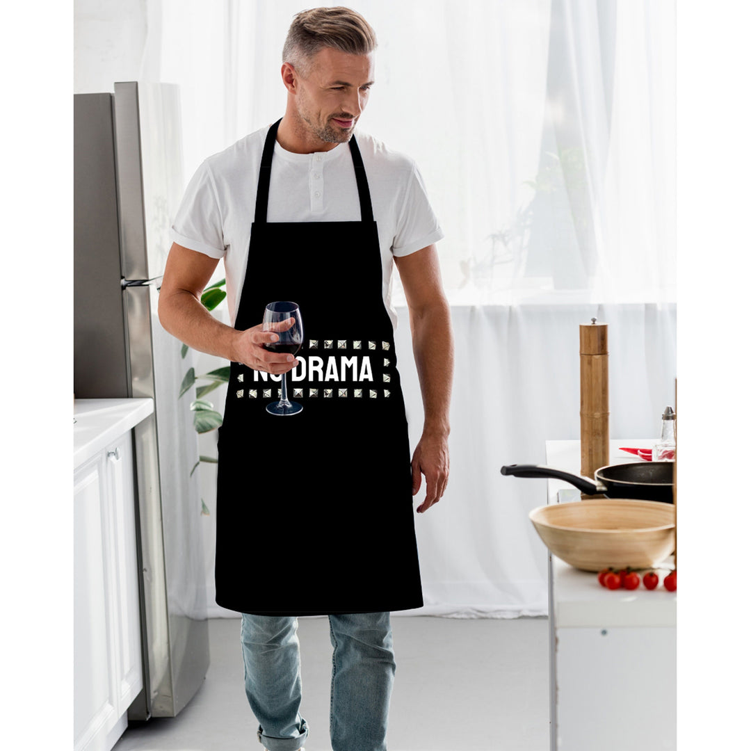 No Drama Kitchen Apron|Trust No One Cooking Smock with Adjustable Neck and Waist Strap|Quote Print Kitchen Pinafore Gift For Him or Her