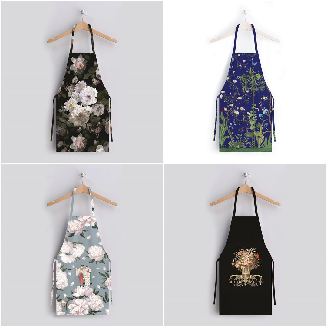 Floral Kitchen Apron|Flower Cooking Smock with Adjustable Neck and Waist Strap|Floral Tree, Butterfly Kitchen Pinafore Gift For Him or Her