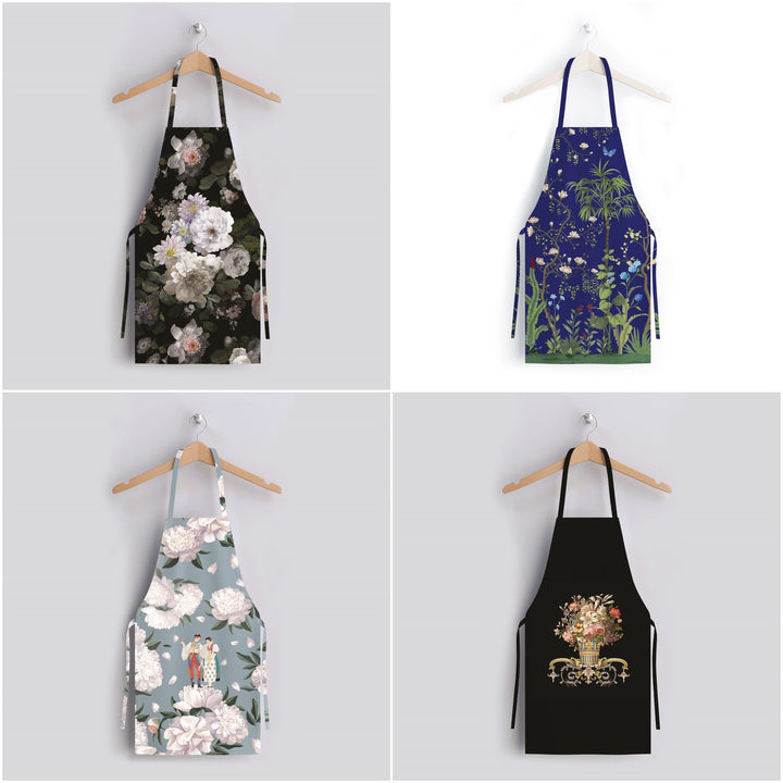 Floral Kitchen Apron|Flower Cooking Smock with Adjustable Neck and Waist Strap|Floral Tree, Butterfly Kitchen Pinafore Gift For Him or Her