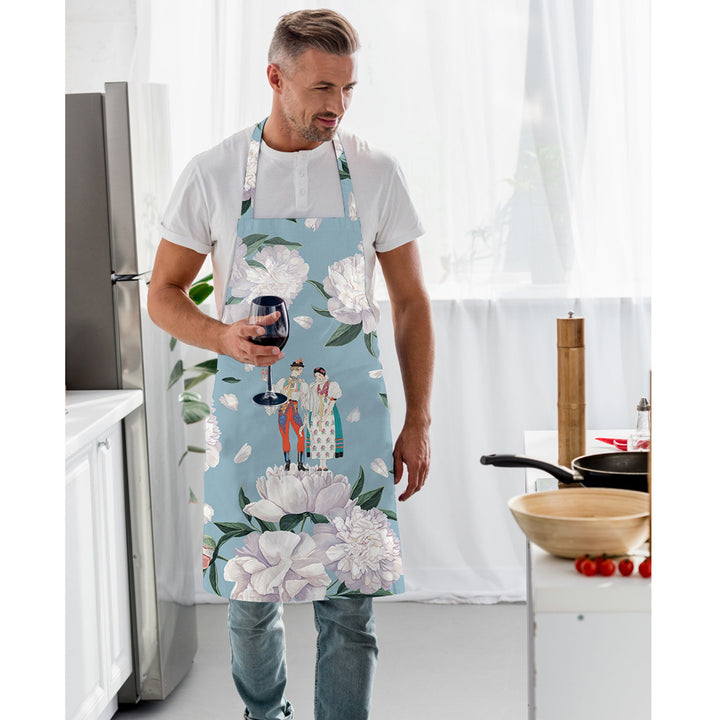 Floral Kitchen Apron|Flower Cooking Smock with Adjustable Neck and Waist Strap|Floral Tree, Butterfly Kitchen Pinafore Gift For Him or Her