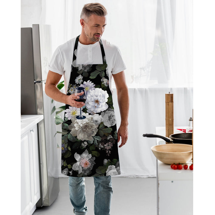 Floral Kitchen Apron|Flower Cooking Smock with Adjustable Neck and Waist Strap|Floral Tree, Butterfly Kitchen Pinafore Gift For Him or Her