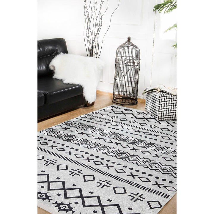 Scandinavian Rug|Machine-Washable Rug|Ethnic Nordic Print Non-Slip Carpet|Rug Design Farmhouse Washable Area Rug|Multi-Purpose Anti-Slip Rug