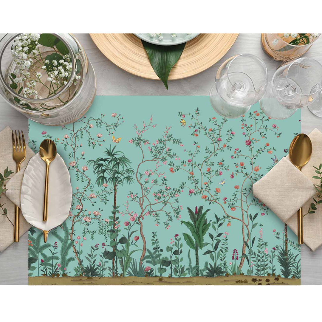 Set of 4 Floral Placemat|Summer Trend Table Mat|Floral Dining American Service|Decorative Underplate|Farmhouse Style Rectangle Coaster Set