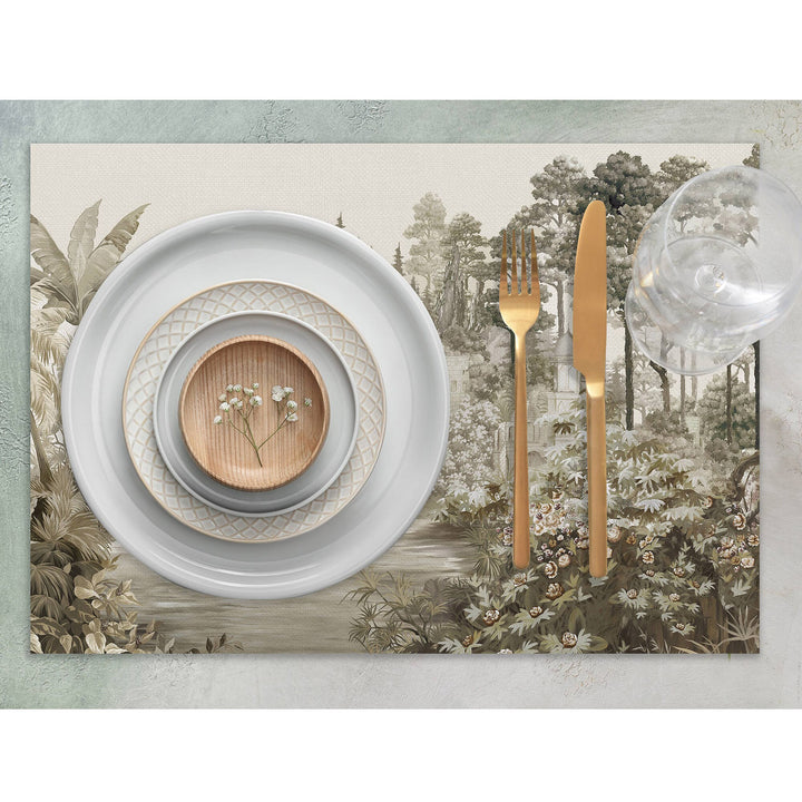 Set of 4 Landscape Placemat|Tropical Table Mat|Forest Print Dining American Service|Decorative Underplate|Farmhouse Style Rectangle Coaster