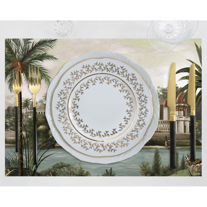 Set of 4 Landscape Placemat|Tropical Table Mat|Forest Print Dining American Service|Decorative Underplate|Farmhouse Style Rectangle Coaster