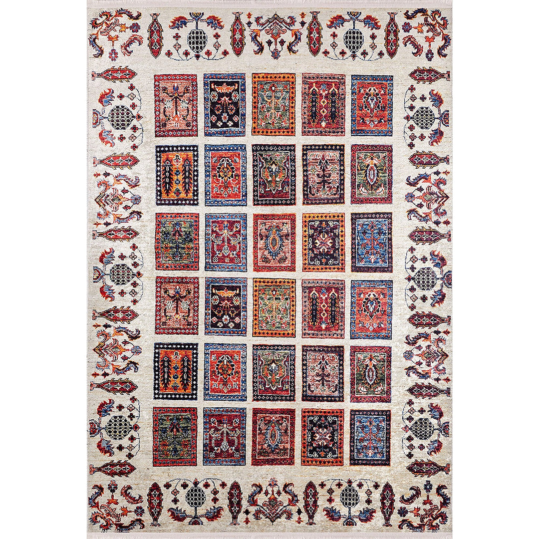 Patchwork Rug|Ethnic Machine-Washable Non-Slip Rug|Colorful Farmhouse Washable Carpet|Decorative Area Rug|Multi-Purpose Anti-Slip Carpet