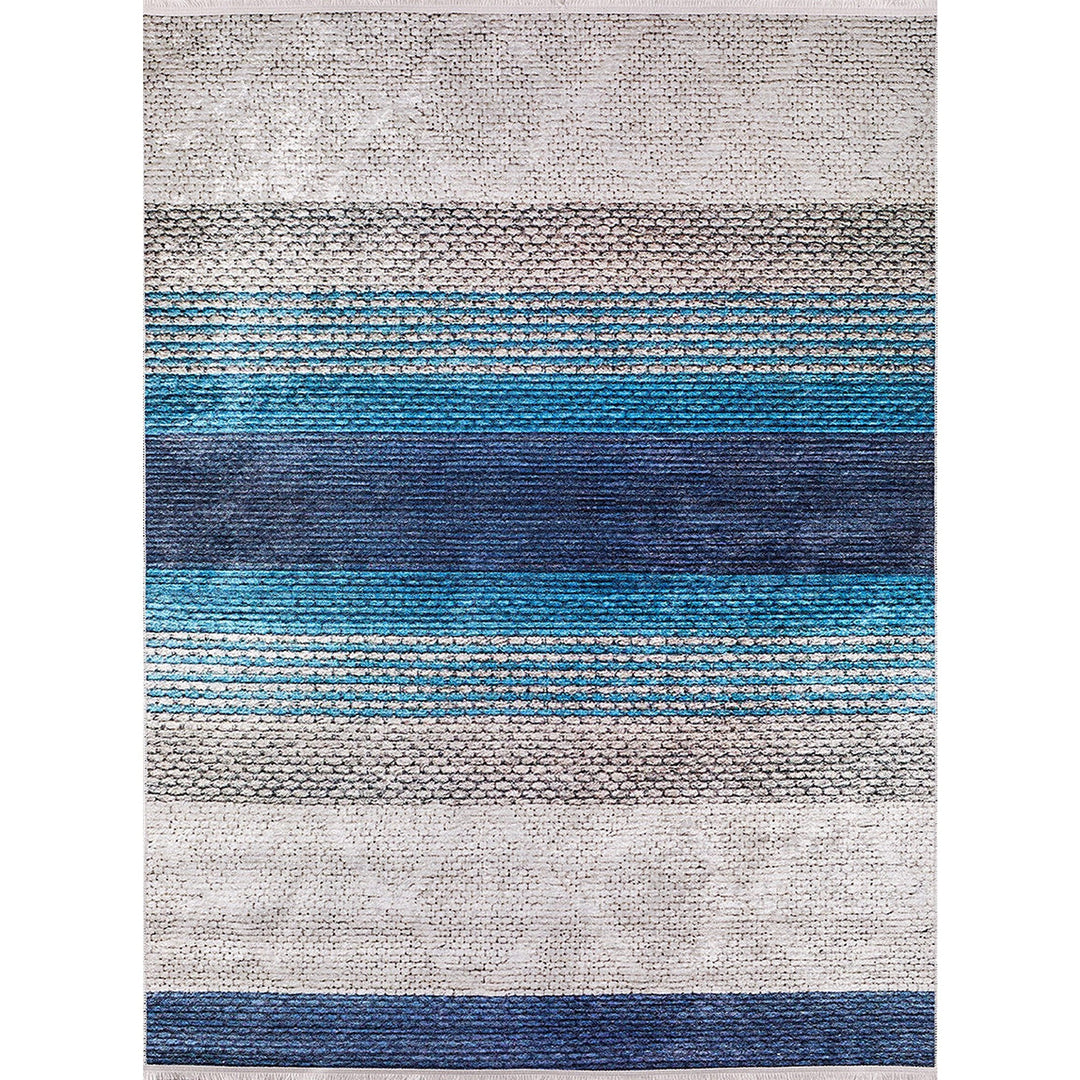 Abstract Design Rug|Machine-Washable Non-Slip Rug|Blue Gray Color Degrade Washable Carpet|Decorative Area Rug|Multi-Purpose Anti-Slip Carpet