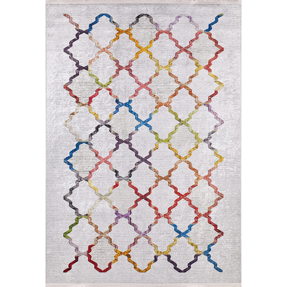 Ogea Pattern Rug|Machine-Washable Rug|Colorful Non-Slip Carpet|Decorative Washable Carpet|Geometric Area Rug|Multi-Purpose Anti-Slip Rug