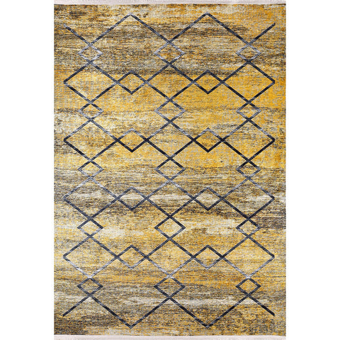 Diamond Pattern Rug|Machine-Washable Non-Slip Rug|Yellow Gray Transition Washable Carpet|Decorative Area Rug|Multi-Purpose Anti-Slip Carpet