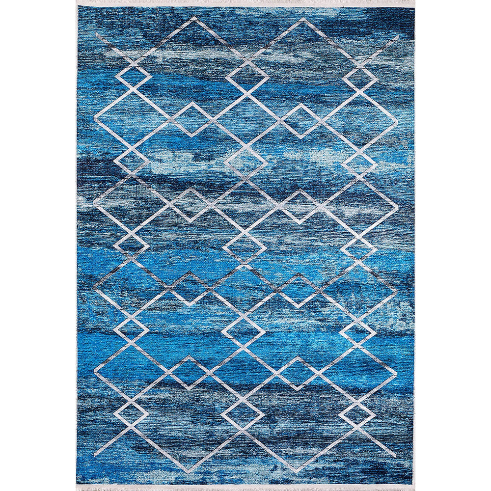 Diamond Pattern Rug|Machine-Washable Non-Slip Rug|Blue Gray Abstract Washable Carpet|Decorative Area Rug|Multi-Purpose Anti-Slip Carpet