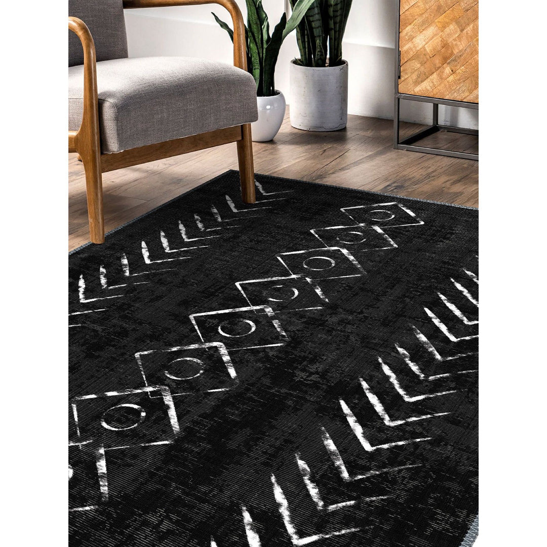 Ethnic Nordic Design Farmhouse Black White Area Rug