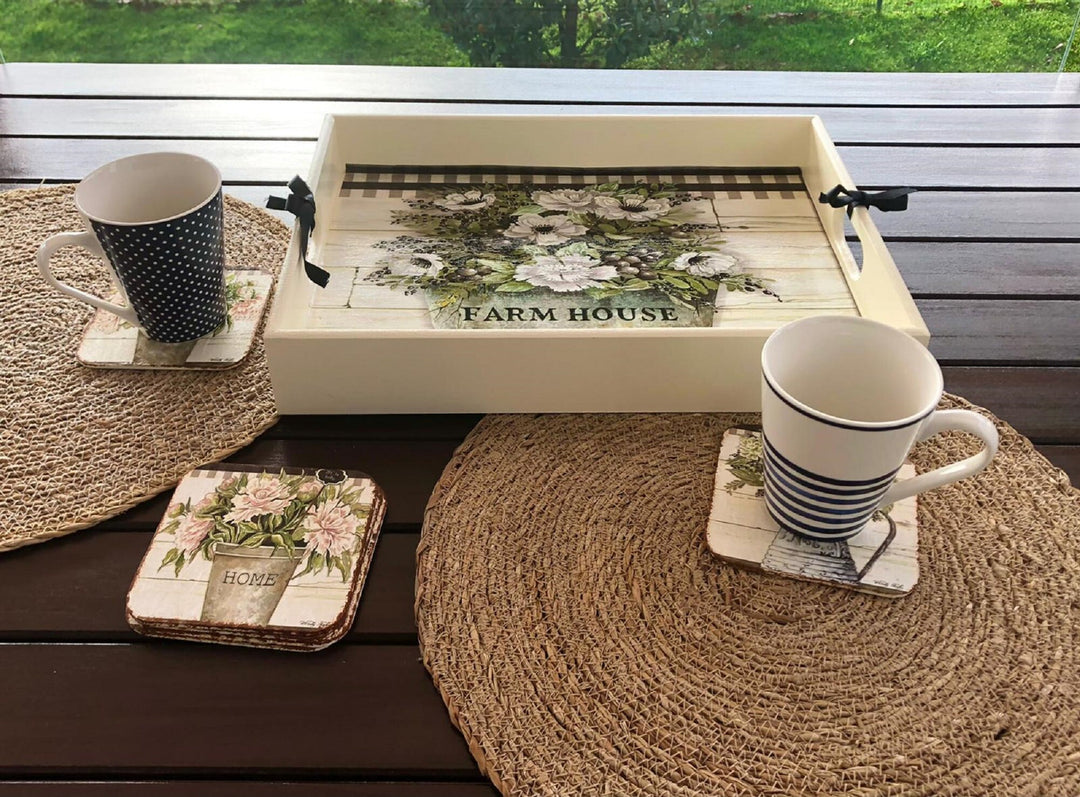 Rustic Farmhouse Serving Tray|Hand Painted Wooden Tray|Table Serving Decor|Custom Farm Decor|Kitchen Tray Gift for Women|Housewarming Gift