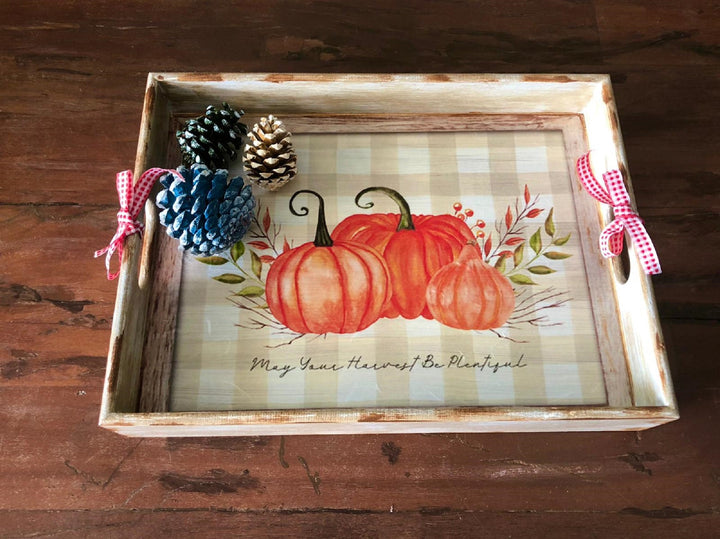 Thanksgiving Serving Tray|Fall Pumpkin Tray|Hand Painted Wooden Tray|Autumn Harvest Pumpkins|Halloween Home Decor|Custom Table Decor Gift