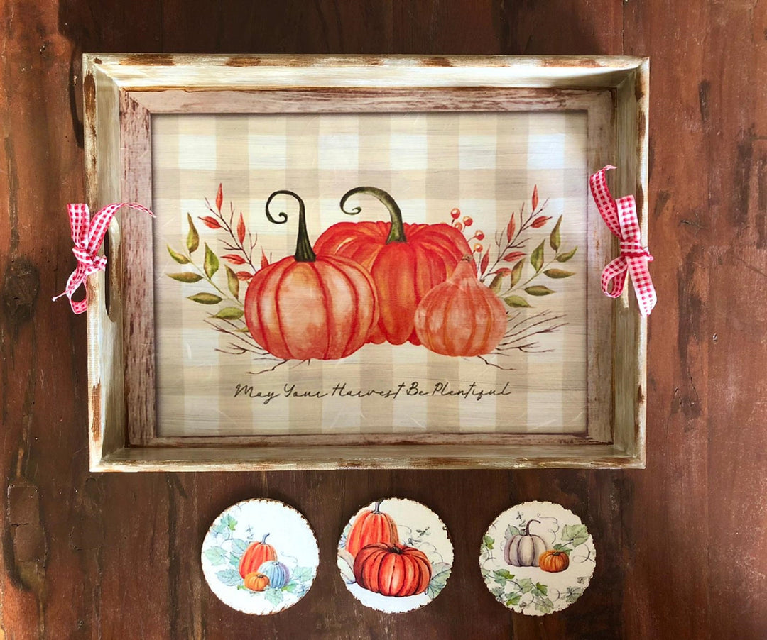 Thanksgiving Serving Tray|Fall Pumpkin Tray|Hand Painted Wooden Tray|Autumn Harvest Pumpkins|Halloween Home Decor|Custom Table Decor Gift