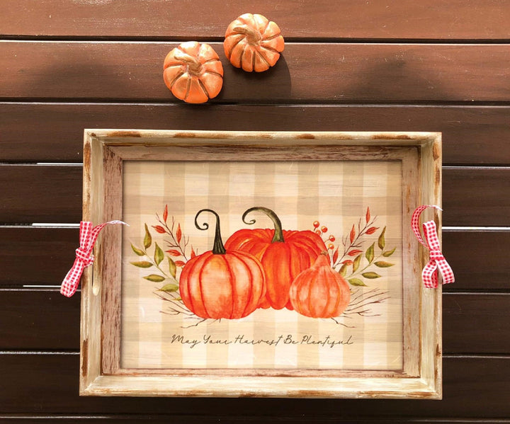 Thanksgiving Serving Tray|Fall Pumpkin Tray|Hand Painted Wooden Tray|Autumn Harvest Pumpkins|Halloween Home Decor|Custom Table Decor Gift