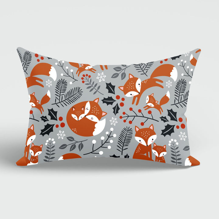 Fall Trend Cushion Case|Autumn Lumbar Pillow Cover|Thanksgiving Pillow Case|Fox, Owl and Leaf Print Pillowcase|Rectangle Lumbar Pillowtop