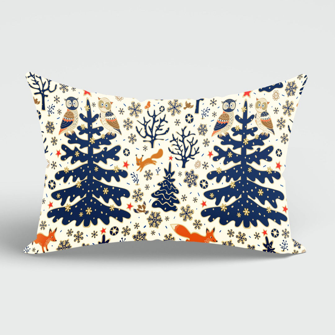 Fall Trend Cushion Case|Autumn Lumbar Pillow Cover|Thanksgiving Pillow Case|Fox, Owl and Leaf Print Pillowcase|Rectangle Lumbar Pillowtop