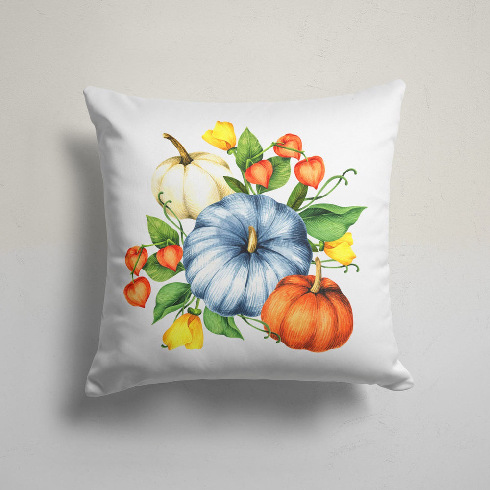 Pumpkin Pillow Cover|Orange Gray Blue Pumpkin Throw Pillowtop|Fall Cushion Case|Housewarming Autumn Home Decor|Farmhouse Style Cushion Cover