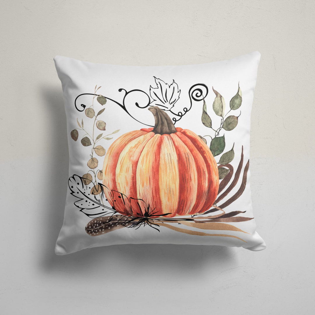 Pumpkin Pillow Cover|Orange Gray Blue Pumpkin Throw Pillowtop|Fall Cushion Case|Housewarming Autumn Home Decor|Farmhouse Style Cushion Cover