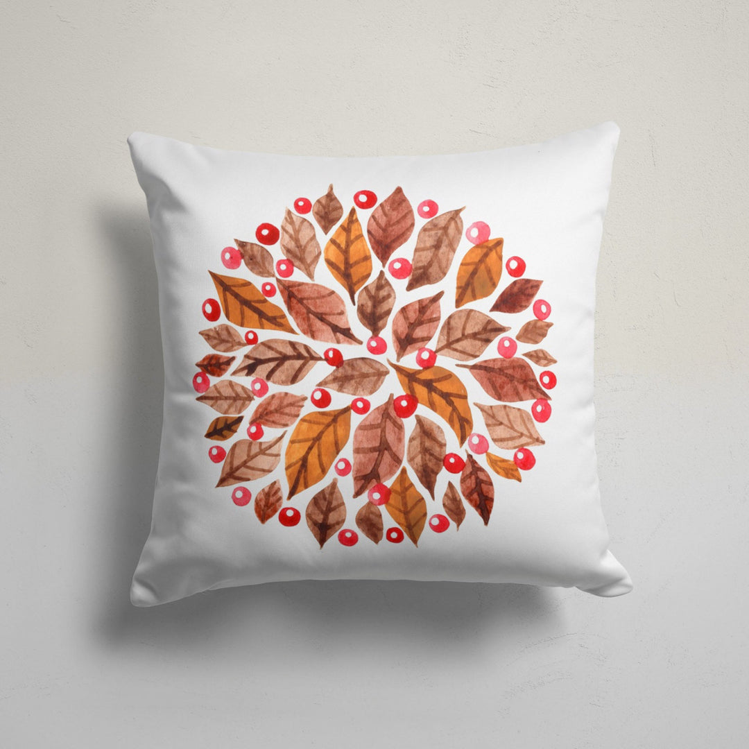 Fall Pillow Cover|Orange Green Leaf Drawing Throw Pillowtop|Fox Cushion Case|Squirrel and Acorn Autumn Home Decor|Farmhouse Cushion Cover