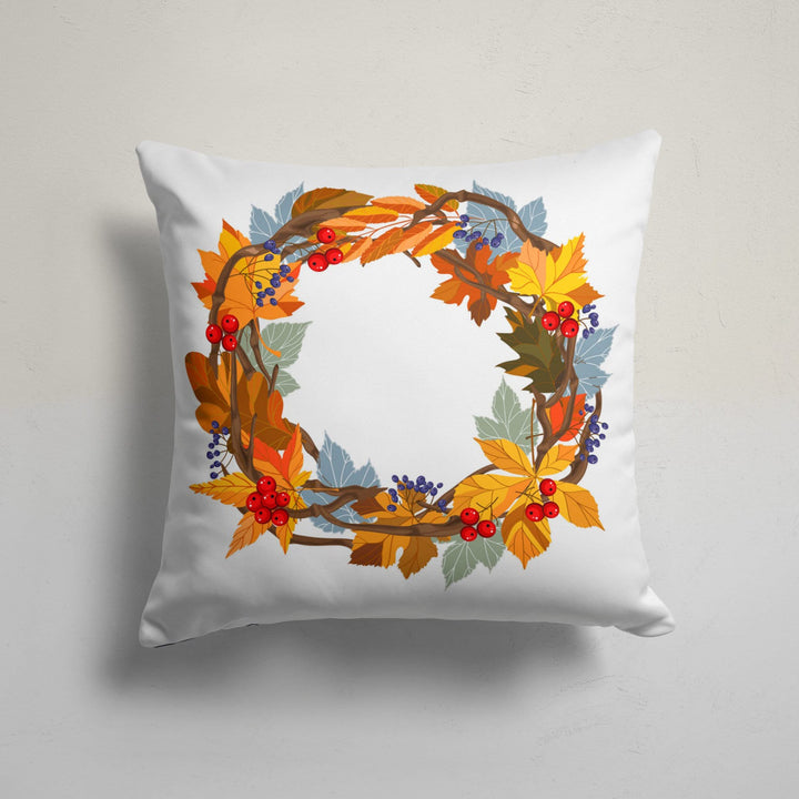 Fall Trend Pillow Cover|Autumn Leaf Drawing Throw Pillowtop|Gnome Print Fall Cushion Case|Housewarming Autumn Cushion Cover with Pine Cone