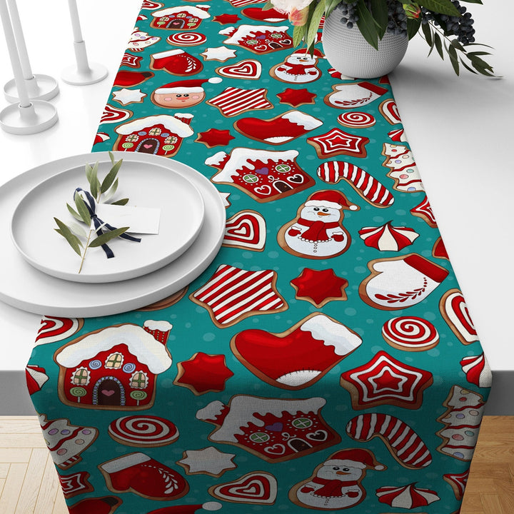 Christmas Table Runner|Winter Trend Tablecloth|Christmas Home Decor|Colorful Xmas Table Runner|Farmhouse Style Decorative Xmas Tabletop