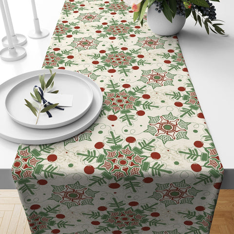 Christmas Table Runner|Winter Trend Tablecloth|Xmas Tree and Deer Print Home Decor|Decorative Snowflake Runner|Farmhouse Style Xmas Tabletop