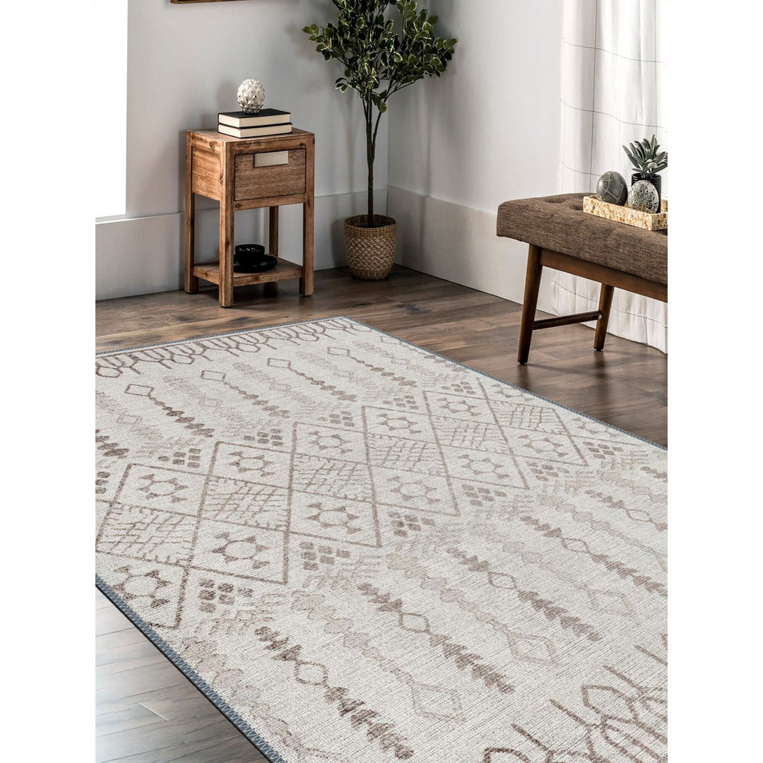 Bohemian Design Machine-Washable Rug