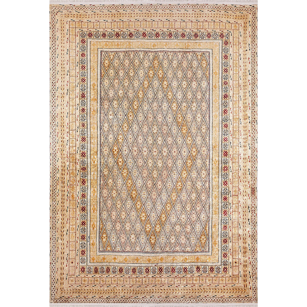 Ethnic Design Rug|Machine-Washable Carpet|Beige Color Turkish Kilim Pattern Non-Slip Rug|Traditional Style Multi-Purpose Anti-Slip Carpet