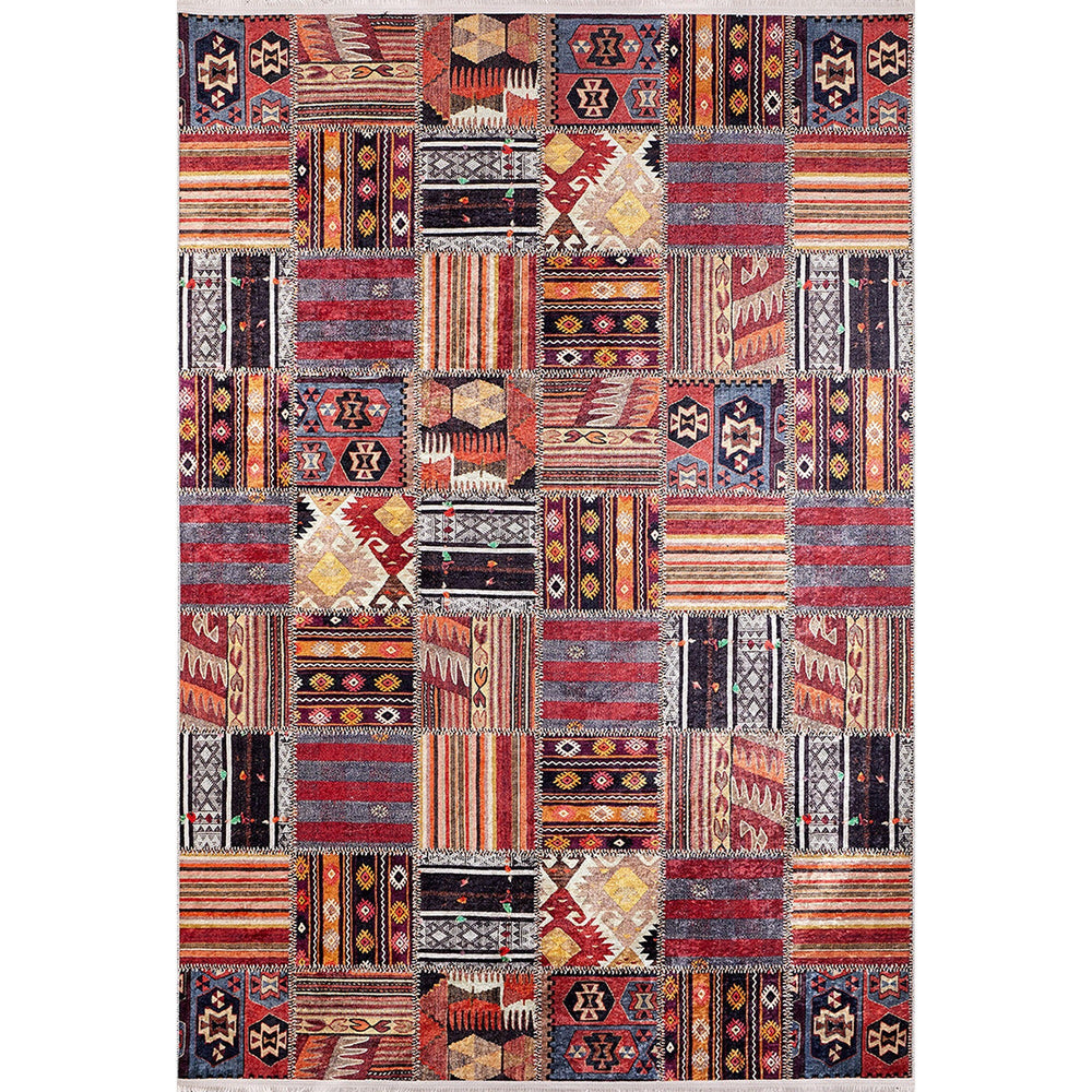 Machine-Washable Rug|Ethnic Patchwork Non-Slip Carpet|Southwestern Pattern Washable Carpet|Decorative Area Rug|Multi-Purpose Anti-Slip Rug