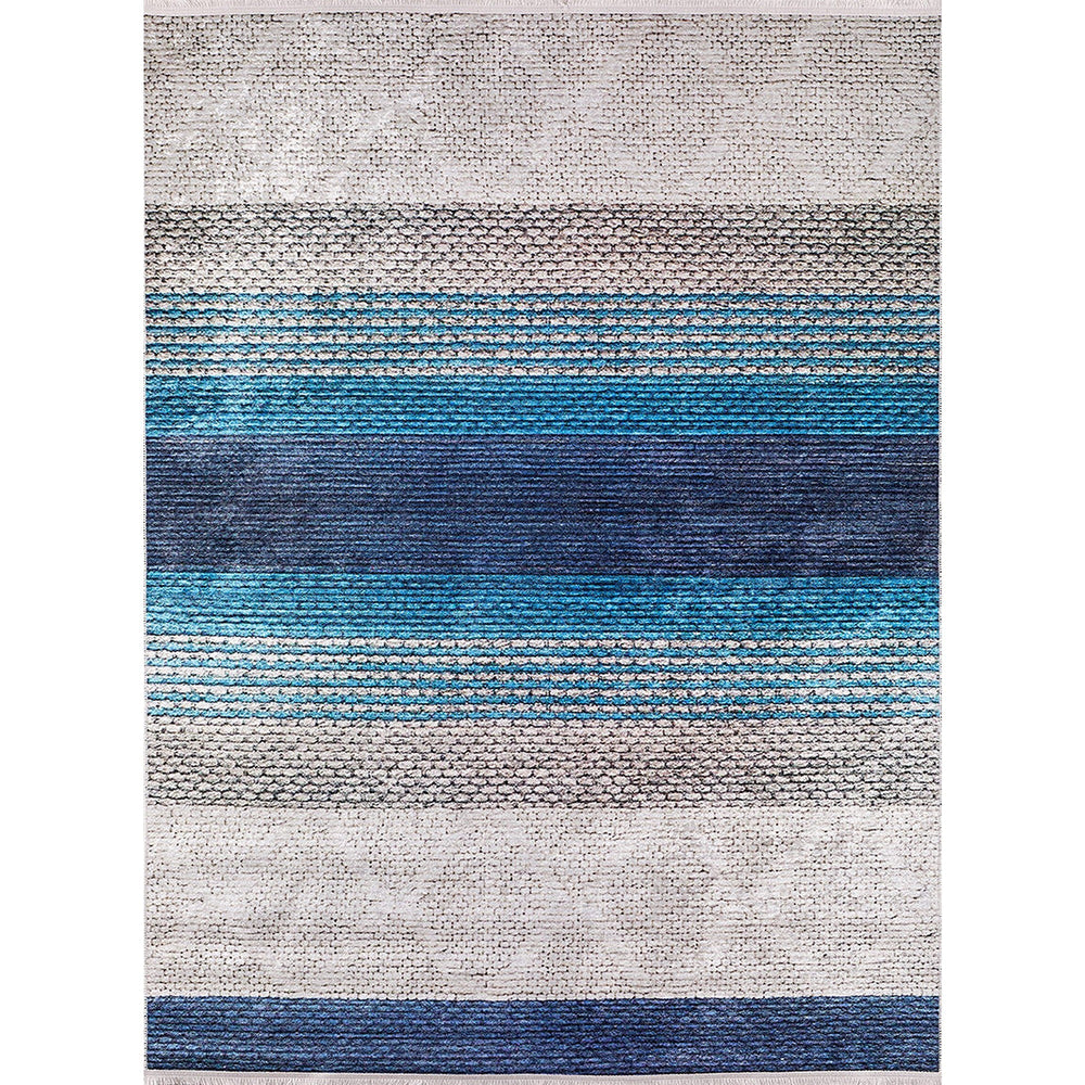 Abstract Design Rug|Machine-Washable Non-Slip Rug|Blue Gray Color Degrade Washable Carpet|Decorative Area Rug|Multi-Purpose Anti-Slip Carpet