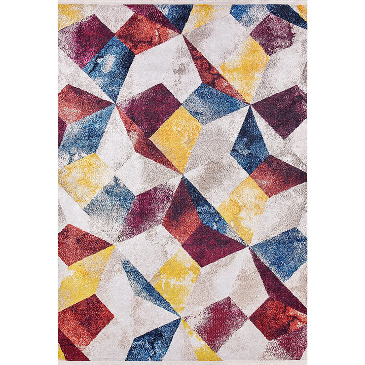 Abstract Shapes Rug|Machine-Washable Non-Slip Rug|Abstract Geometric Design Washable Carpet|Decorative Area Rug|Multi-Purpose Anti-Slip Rug